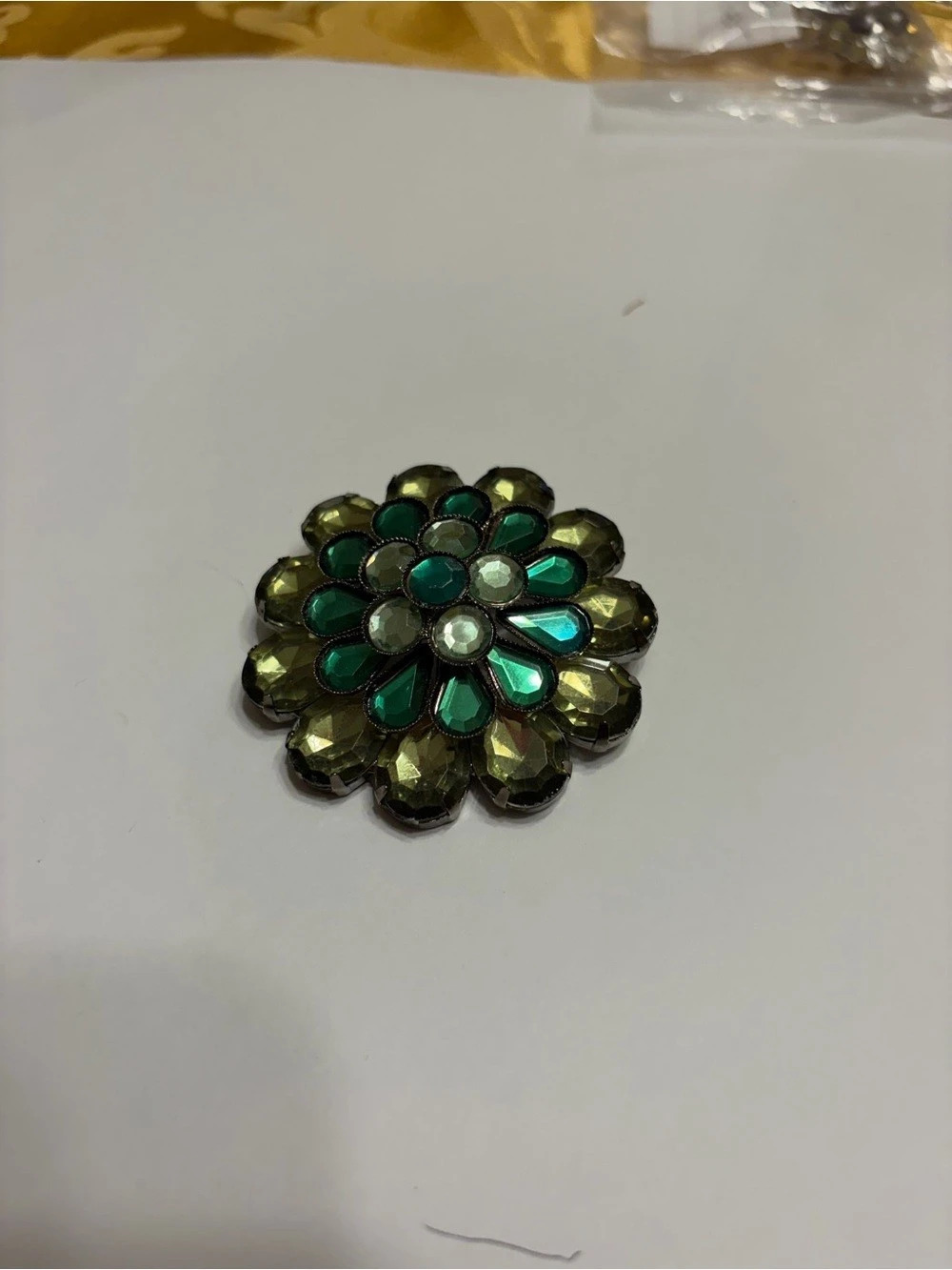 Green Floral Brooch